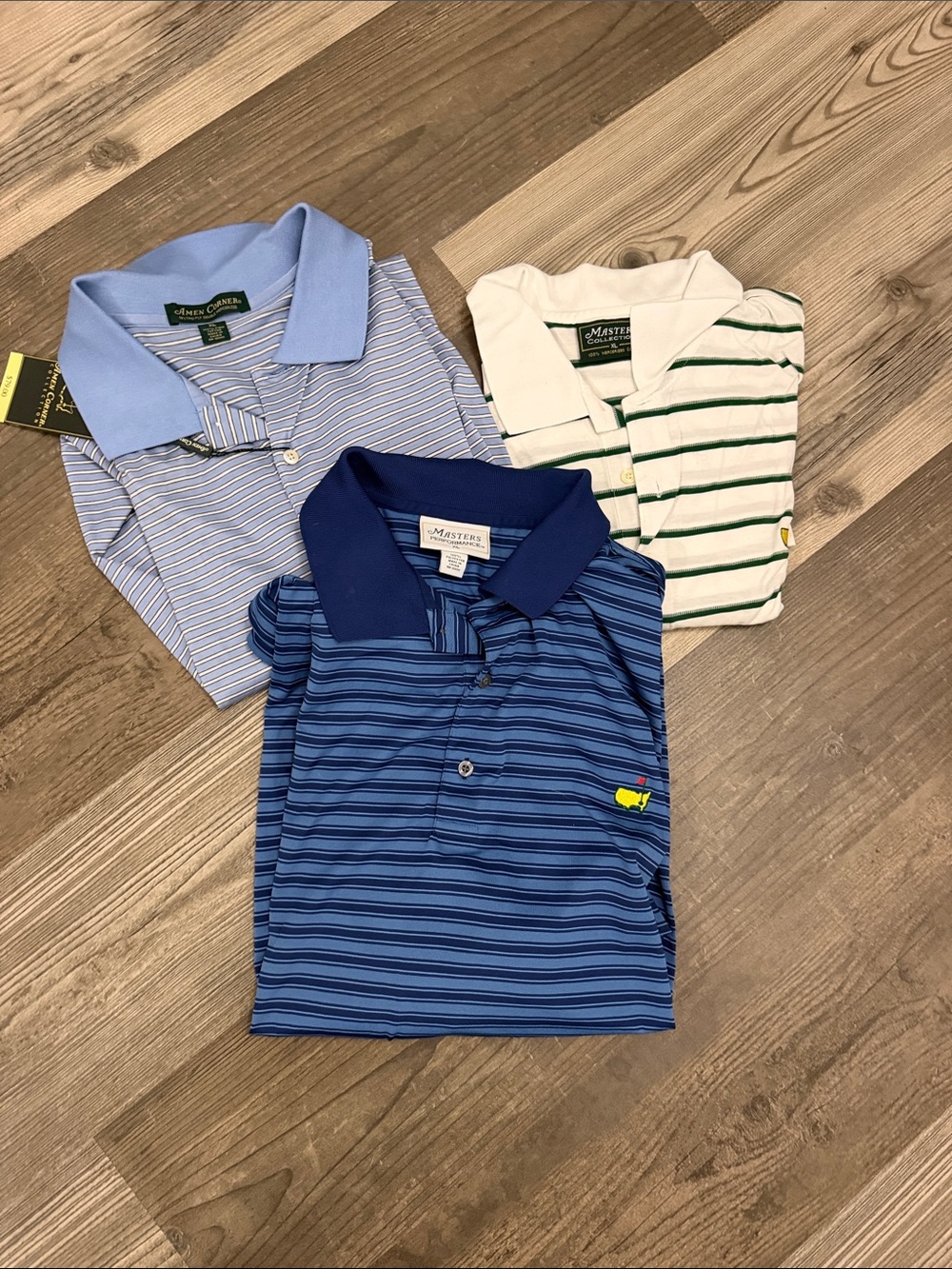 Master’s Golf Polos Assorted Lot 3 Men's XL Striped Polos Amen Corner Bundle